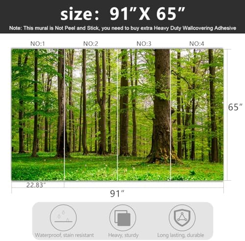 -Green Forest Landscapes Woodland Tree Fabric Wallpaper Living Room Bedroom - Image 4