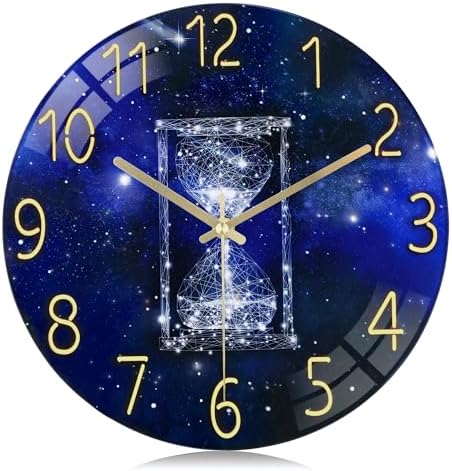 Lafocuse 12 Inch Glass Galaxy Blue Wall Clocks Battery Operated Hourglass by VisiteLafocuse
