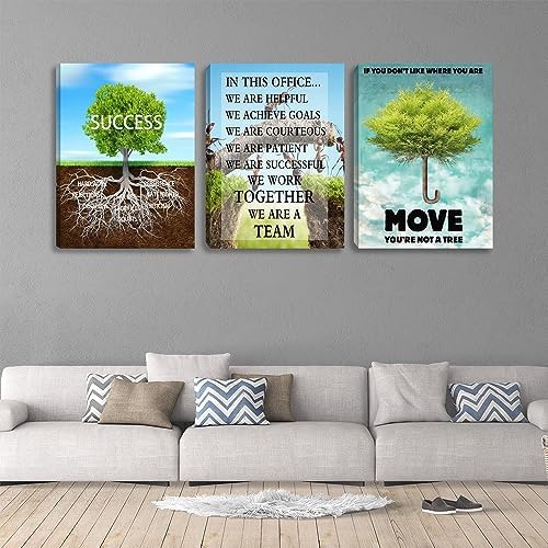 3 Pieces Motivational Wall Art Inspirational Tree Canvas Success Poster Artwork - Image 3
