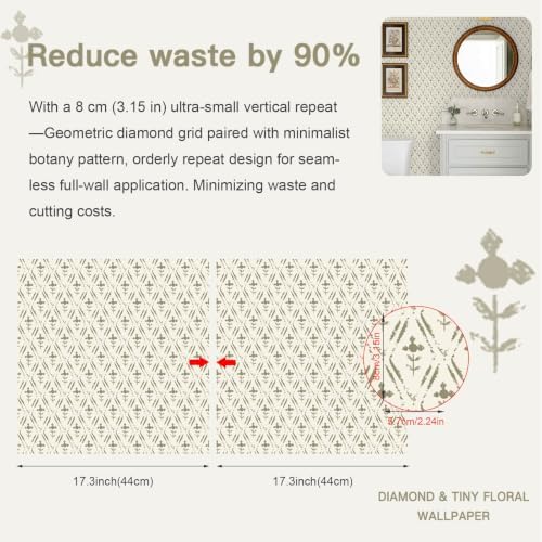 Heroad Peel and Stick Wallpaper Green Floral Contact Paper Farmhouse Rustic - Image 2
