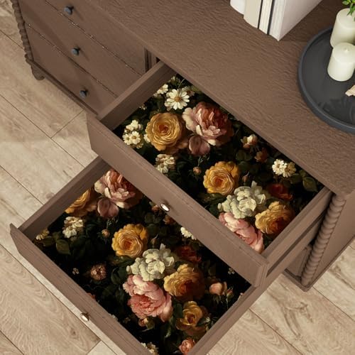 BOKEBEVE Black Floral Wallpaper Peel and Stick Vintage Pink 17.5 x 118In - Image 4