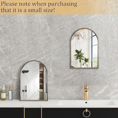 Arched Mirror Bathroom Wall Mirror 16"x12" Brushed Metal Vanity Wall Mounted - Image 4