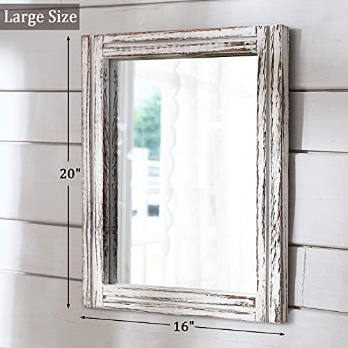 AAZZKANG Rustic Wall Mirror Rectangle Wood Framed Large 20"x16" - Image 2