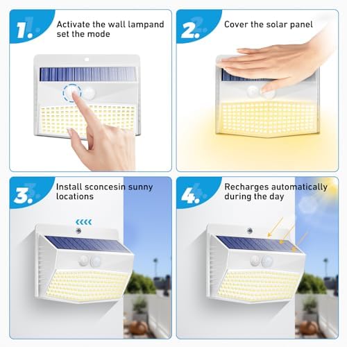 Peasur 6 Pack Solar Motion Sensor Lights Outdoor Waterproof - Image 5