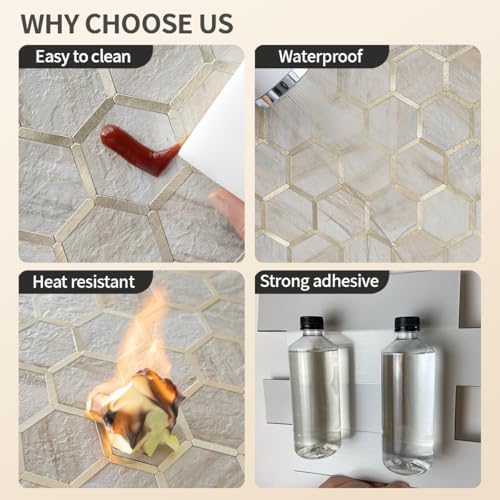 DICOFUN 10-Sheet Hexagon Peel and Stick Backsplash Tile - Image 6
