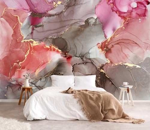 YQWDMX - Pink Marble Peel and Stick Wallpaper by YQWDMX