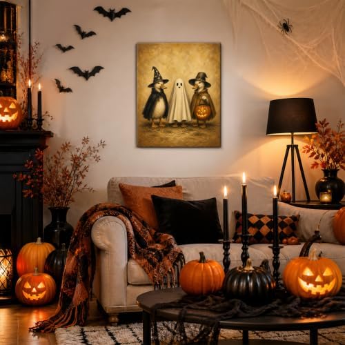 Halloween Geese as Witch and Ghost Canvas Wall Art, Witchy Print Wall Decor - Image 5