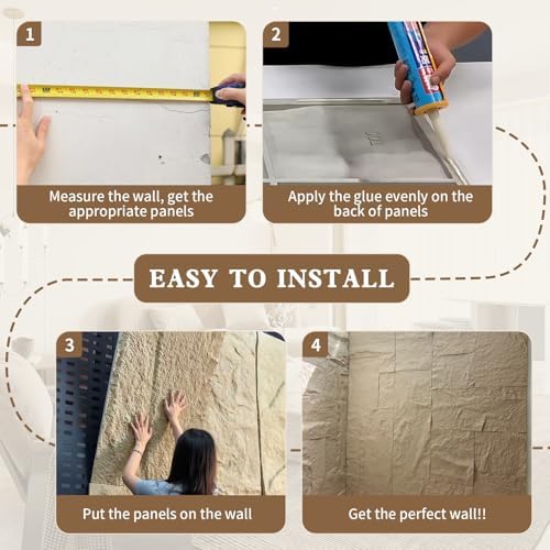 8 PCS 3D Faux Stone Wall Panels Coverings Interior & Exterior Walls, - Image 3