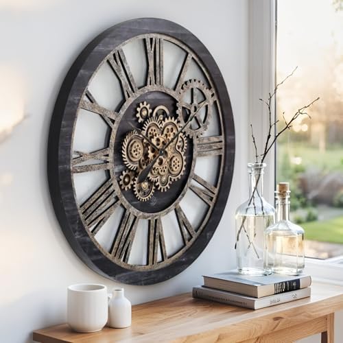ImprovingLife The Gears Clock 36'' Inch Real Moving Gear Wall Clock Vintage - Image 2