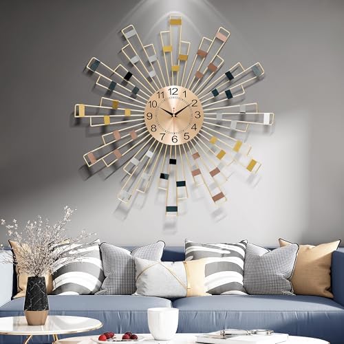 Gold Wall Clock, Silent Movement Wall Clocks Battery Operated, Mid-Century - Image 5