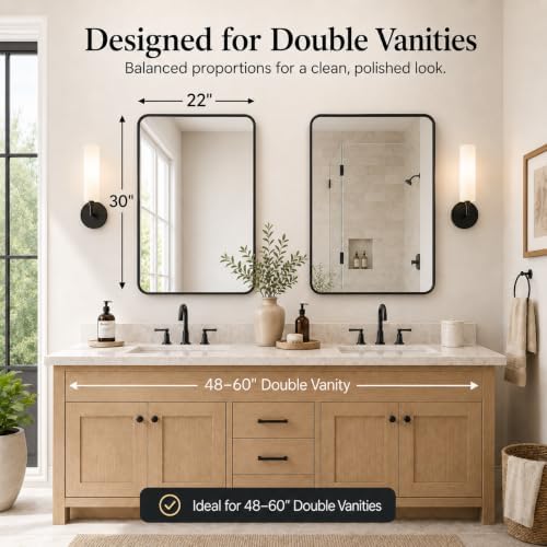 USHOWER 2-Pack Black Bathroom Mirrors Over Sink 22 x 30 Inch - Image 6