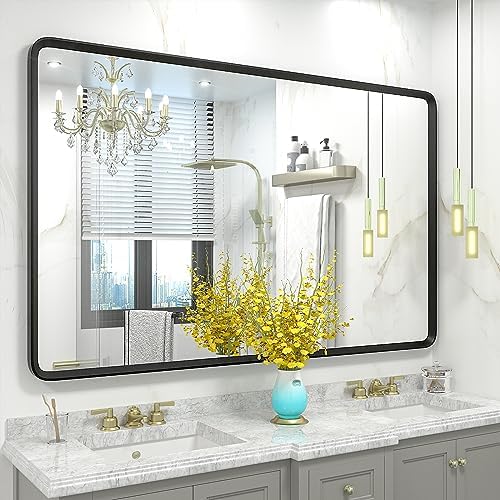 48x30 Black Bathroom Mirror by GOLOMO