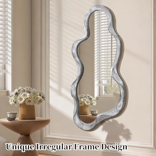 Irregular Asymmetrical Mirror for Wall Decor Large Modern Wooden Framed Wall - Image 2