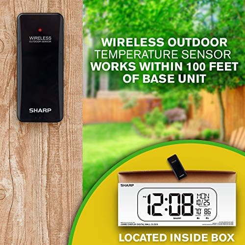 Sharp 14" Jumbo Digital Wall Clock, Indoor/Outdoor Temp - Image 6