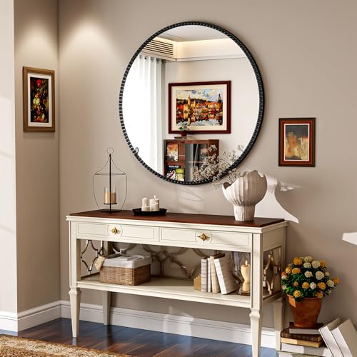Vintage Round Mirror, 32 Inch Wall-Mounted - Image 6