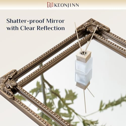Keonjinn 48x36 Inch Gold Antique Vintage Mirror, Brass Baroque Mirror - Image 6