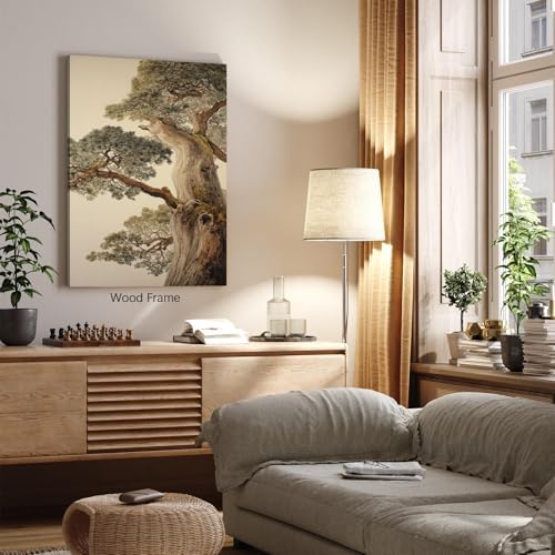 Vintage Japanese Pine Tree Framed Wall Art Oriental Asian Tree Canvas Posters - Image 4