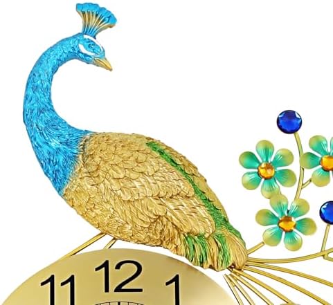 29.5" Large Peacock Wall Clock Crystal Decor, 3D Creative Luxury Wall Clock - Image 5