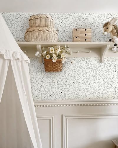 Heroad Beige Peel and Stick Wallpaper Black and White Contact Paper Dog - Image 7