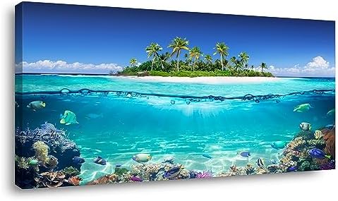 Tropical Island Coral Reef Landscape Canvas Wall Art by Lasdel
