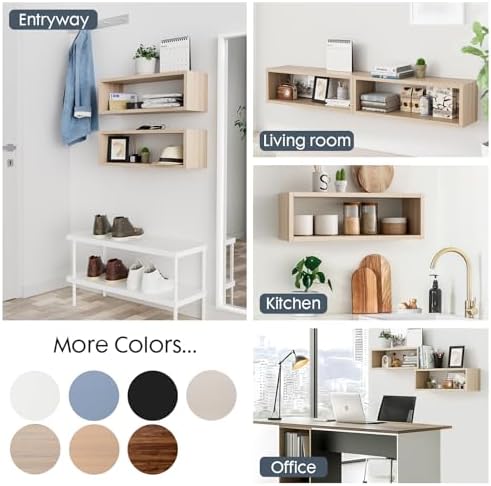 Kaboon 24in Floating Cube Shelves Set of 2, Display Shelves Wall Mount - Image 5