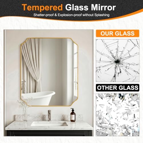 Delma Bathroom Vanity Mirror, Scalloped Round Corner Wall Mirror, - Image 6