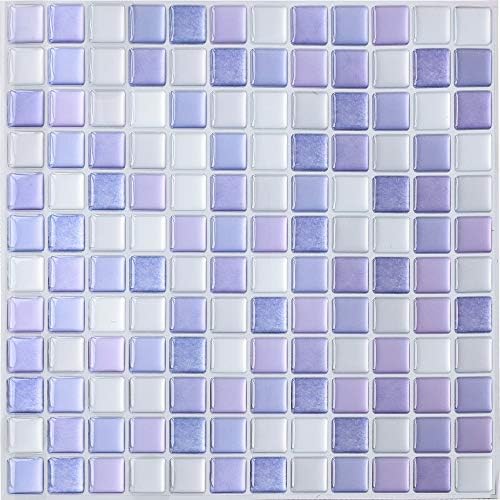 Yoillione 3D Mosaic Tile Sticker Removable Wallpaper Tile Purple, 3D Self by Yoillione