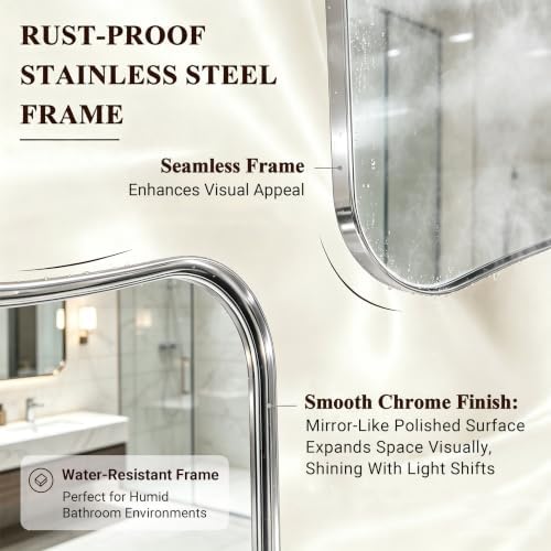 ANDY STAR Chrome Bathroom Mirror 24x36, Bathroom Mirror - Image 4