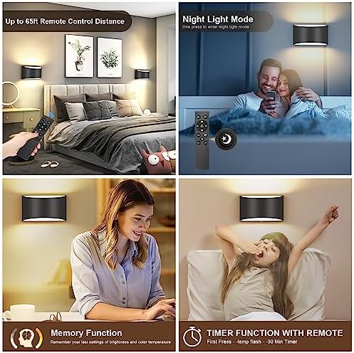 TRLIFE Modern LED Wall Sconces, Remote Control Dimmable and Adjustable Color - Image 3