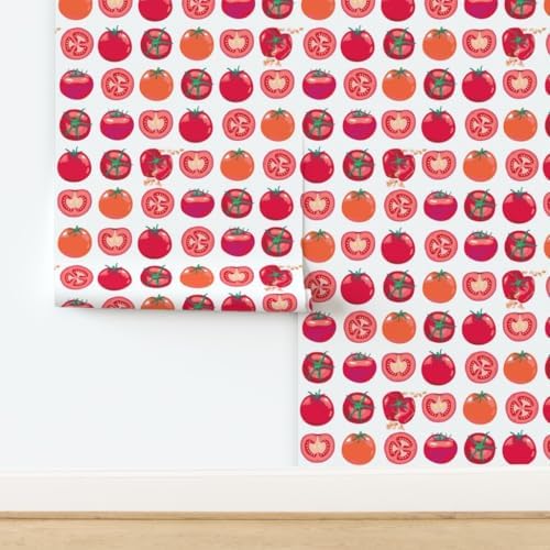 Spoonflower Tomatoes Summer Peel and Stick Removable Wallpaper - Image 4