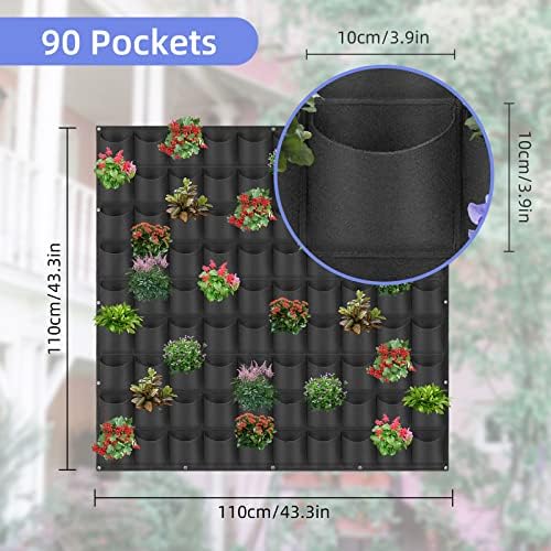 90 Pockets Hanging Planter Bags, Hanging Vertical Wall Mounted Plant Planting - Image 3