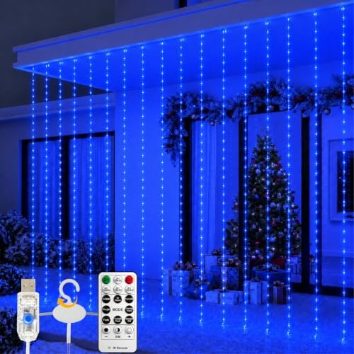 HXWEIYE 300LED Fairy Curtain Lights, 9.8x9.8Ft USB, Tangle-Free by LightUpYourHomewHXWEIYE
