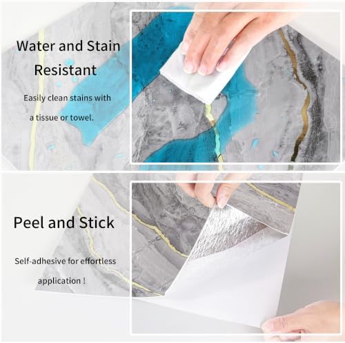 Haimin Wall Panels Peel and Stick Faux Marble Tiles 20 Pack 11.8x11.8in - Image 5