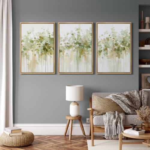 MUDECOR Framed Canvas Print Wall Art Set Soft Green Trees - Image 4