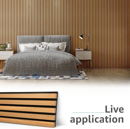 Art3d 8-Pack Soundproof Wood Slat Wall Panels, 94.5 x 7.9 Inch, Warm Teak - Image 2