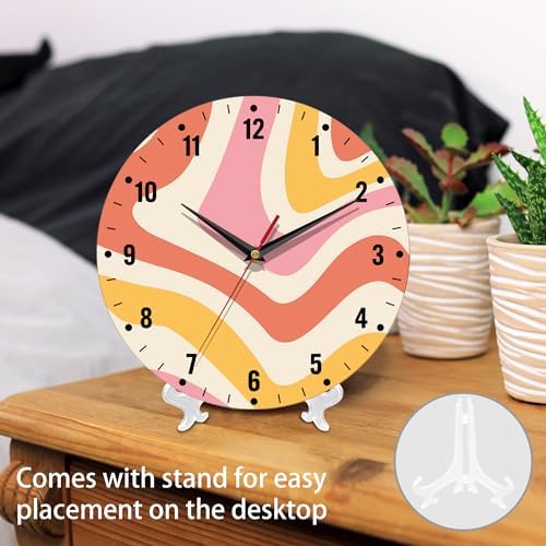 SPUNKER Clock for Bedroom, Colorful Waves Wall Clock Battery Operated 10 Inch - Image 3