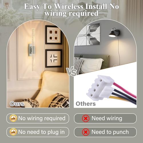 camuucci Battery Operated Wall Sconces Set of 2, Rechargeable Wall Lights - Image 3