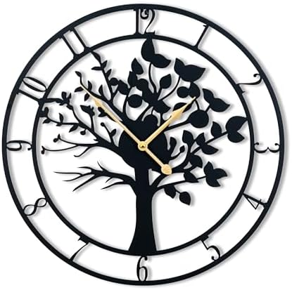 30 Inch Large Wall Clock Tree of Life Metal Silent Non Ticking by Unknown