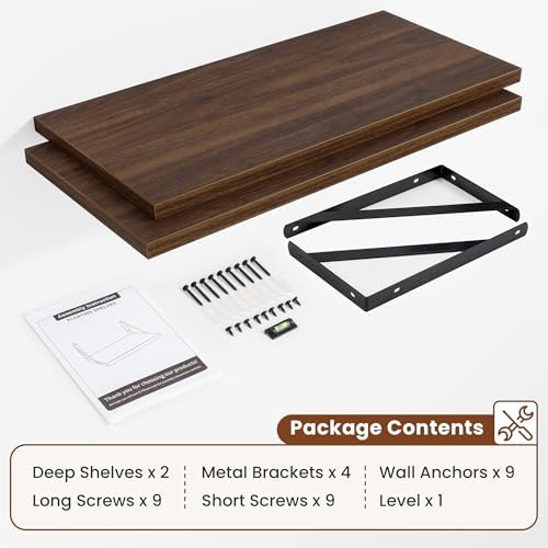 Deep Wall Shelves 30"W x 12"D Engineered Wood Floating Shelves - Image 5