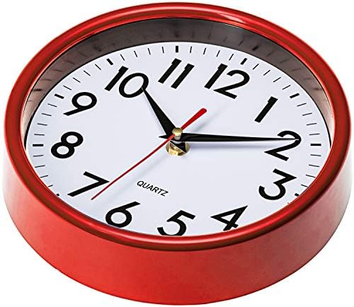 Bernhard Products Red Wall Clock 8" Retro Kitchen Silent Non-Ticking Quality - Image 2