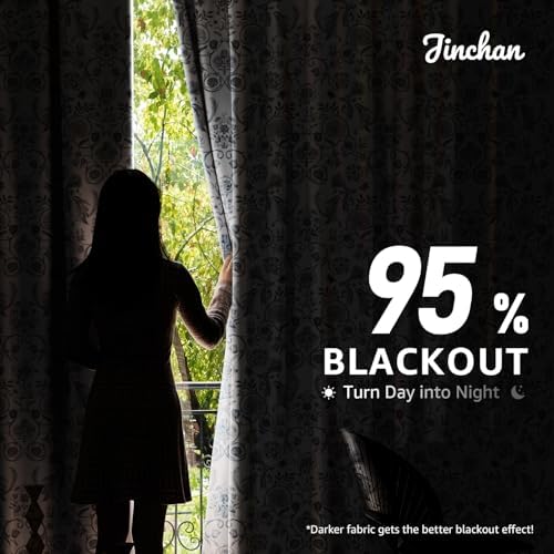 jinchan Blue Floral Blackout Curtains 84 Inch Farmhouse Back Tab 2 Panels - Image 4