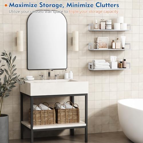 24 Inch Wall Bookshelf for Bedroom, Floating Shelves Bathroom Over Toilet - Image 4