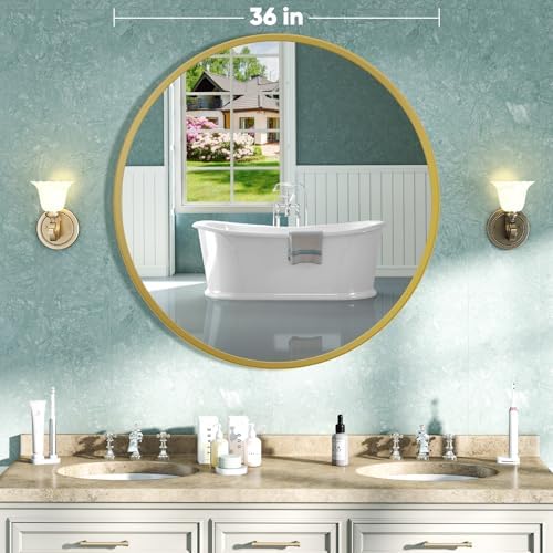 NEWBULIG 36 Inch Round Bathroom Mirror, Wall Mount Vanity Mirror - Image 2