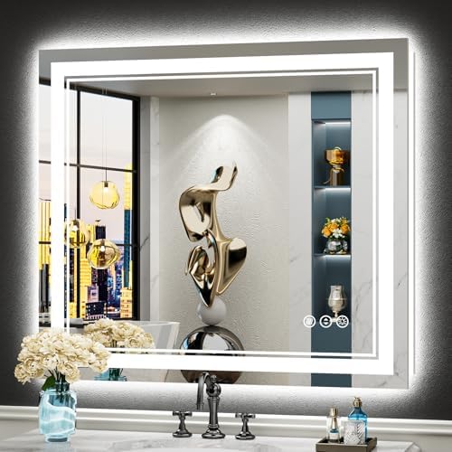 32x36 LED Bathroom Mirror, Backlit & Front Lit Lighted Mirror by Awandee