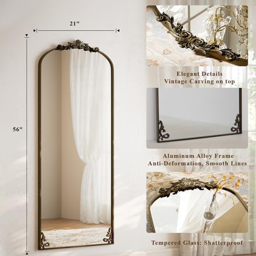 BEAUTYPEAK 56" x 21" Baroque Arch Full-Length Mirror - Image 3