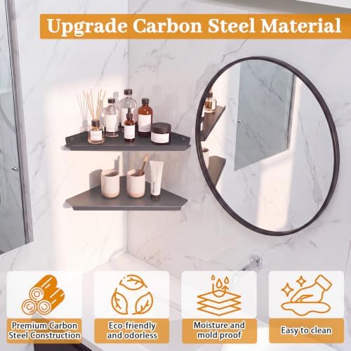 12" Gray Large Corner Floating Shelf Wall Mounted, Metal 2 Pcs - Image 7