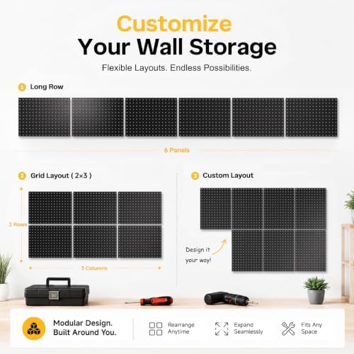 LiSHELF 4 Pack Metal Pegboard Panels, 12 x 16 Inch Heavy Duty Wall Peg Board - Image 6