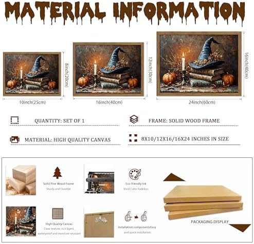 Framed Vintage Halloween Pumpkin Wall Art, Rustic Harvest Pumpkin Canvas Print - Image 5