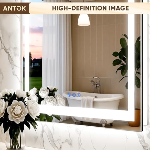 Antok LED Bathroom Mirror 24" L x 32" W, LED Mirror - Image 4