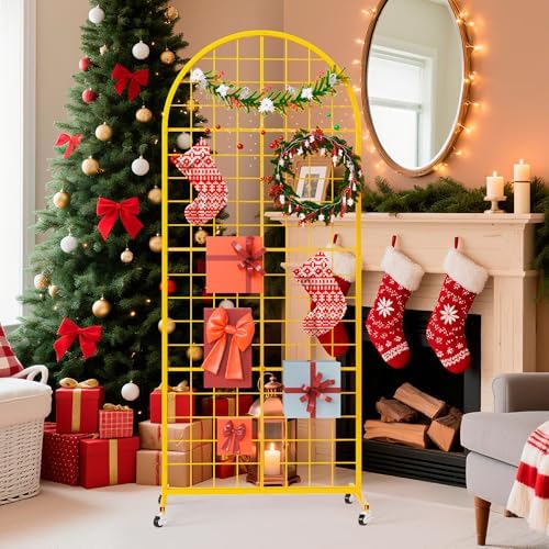 VGMiu Grid Wall Panel 2' x 5.2' FT Metal Grid Display Stand 1PCS Gold - Image 5